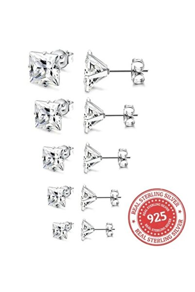 ASİL SİLVER ONLİNE 925 Ayar Gümüş 5 Çift(10 Adet) 3-4-5-6-7 mm Boyutlarında B...