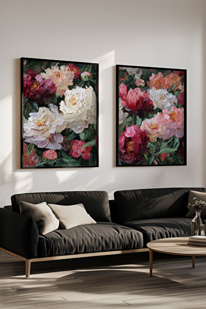 STARYUNA Set de picturi duble cu efect de pictură în ulei cu trandafiri, cu c...