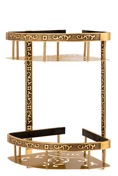 Trendy's Etajera baie TRENDY’S dubla, montare pe colt, bronz antichizat 35cm ...