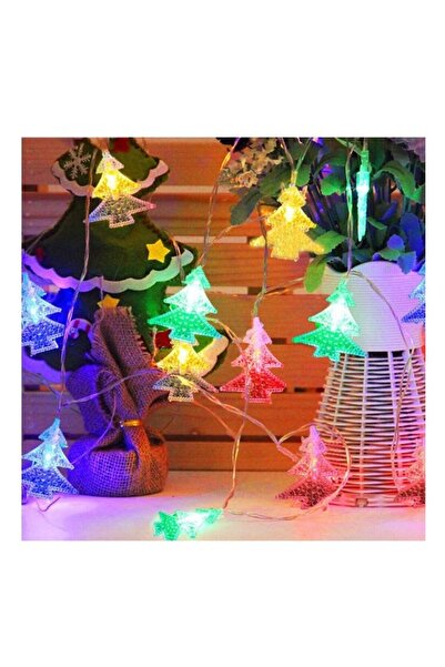 Stef's Cat Ghirlanda luminoasa cu bec in forma de brazi, 3 metri, 20 LED-uri, forme din plastic, fir transparen