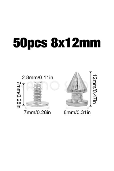 Choice18 8x12 مم - 50 قطعة 5-50 قطعة/المجموعة مسامير برشام فضية مخروطية مسامي...