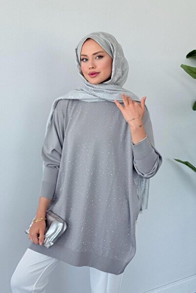 Şulemoda Giyim Μερσεριζέ Πέτρινο Τουνίκ Γκρι