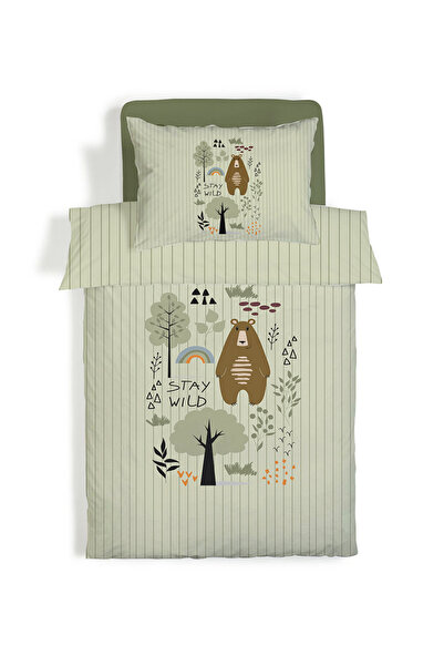 Evmila Sevimli Hayvan Desenli Çarşafsız 2'li Takım Baskılı Tek Kişilik Nevresim Takımı 160x220 cm