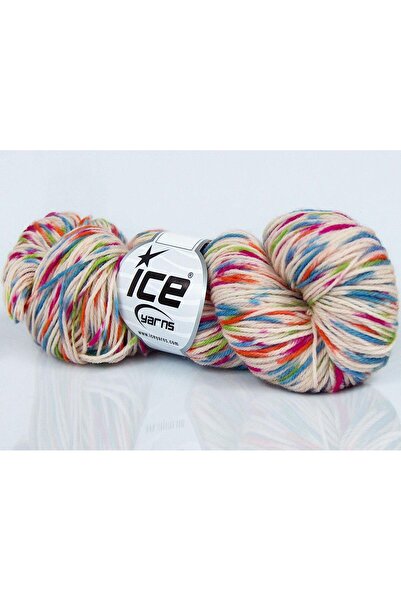 Ice yarns 4x50 جرام. خيوط صوف ميرينو فائقة النعومة للأطفال، مطبوعة باللون الأ...