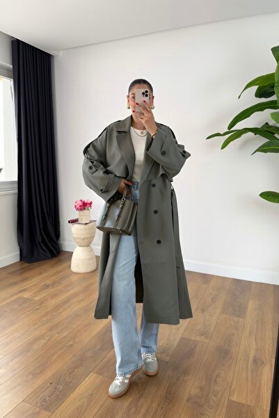 BİRCANÇİL Sandy Haki Premium Trençkot
