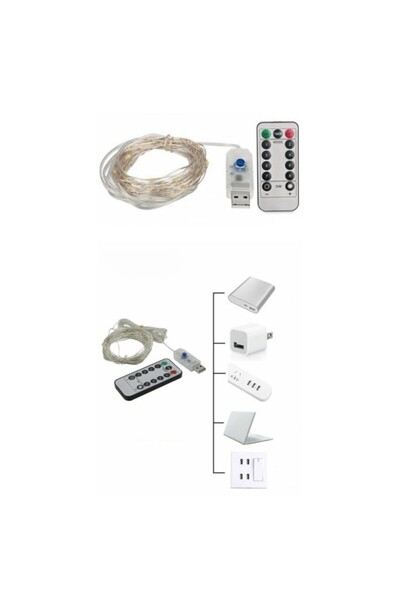 Flippy Christmas installation, 5 m, 50 LEDs, USB, 8-function remote control, cool white,