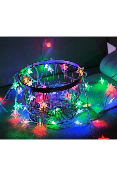 Flippy Christmas Light String, USB Powered, 6 m, 40 Star LEDs, Transparent Wire, Multicolor,
