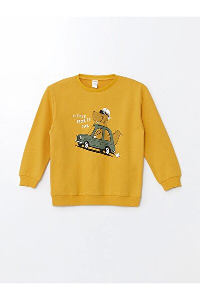 LC Waikiki Lcw Kids Sari Crew Neck Long Sleeve Printed Baby Boy Sweatshirt and Sweatpants 2-Piece Set