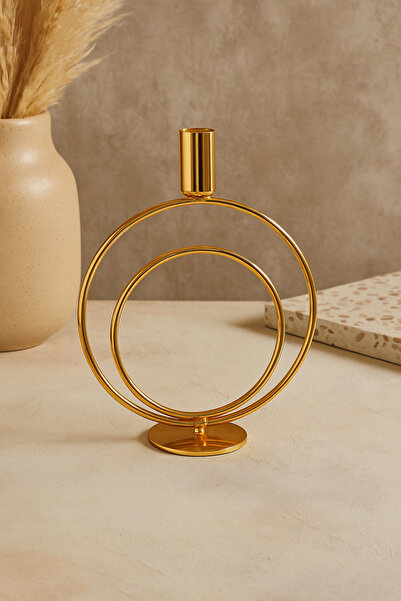 Moreva Gold Yuvarlak Şamdan Mumluk, Paslanmaz Çelik Dekoratif Şamdan, Mum Tut...