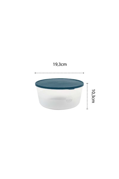 devigo Round Storage Container – with Lid – Transparent, Bpa-Free, Leak-Proof 2.2 Liters Gray