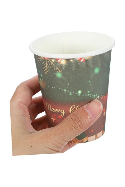 Flippy Set of 16 Disposable Cups - "Merry Christmas" Theme, 9.14 cm, Red/Green
