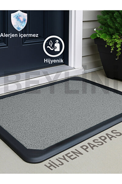 BEYLİNİ Dezenfektan Hijyen Paspası Dış Kapı Ev Ofis Apartman Giriş Halısı Kıvırcık Paspas Kaydırmaz Havuzlu
