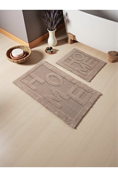 df home Narellan Cotton Bath Mat Set (60X100)(50X60)Coffee+-001