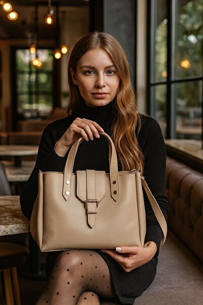 ESTUTE Women's Stylish Leather Look Shoulder and Hand Bag - Makeup Bag Gift