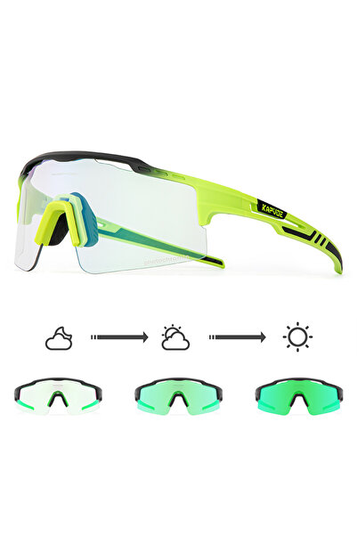 KAPVOE Photochromic 1lens GR-1L-10 Kapvoe-RED Photochromic Gold Cycling Glasses Sport Men's Sunglasses for