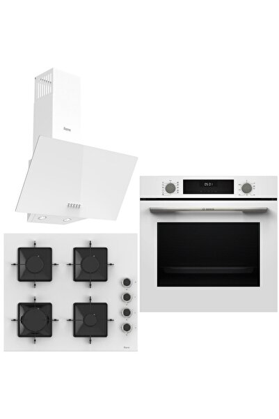 Bosch & Ferre White City 3 lü Ankastre Set ( HUA717BV0T - SS206 - D087 ) Buhar Destekli Fırın