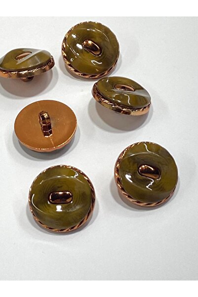 karantuhafiye Χάλκινο Μεταλλικό Γυαλιστερό Πλαστικό Κουμπί / 2,7 cm / 6 τεμάχια / m03104 / Πράσινο λαδιού