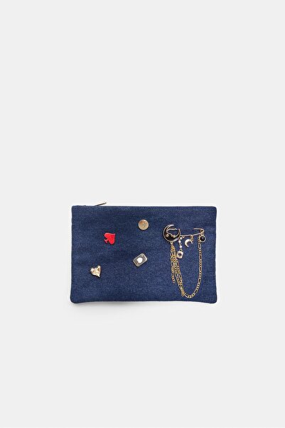 Stradivarius Çoklu Rozetli Denim Makyaj Çantası