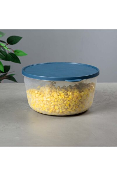 devigo Round Storage Container – with Lid – Transparent, Bpa-Free, Leak-Proof 3 Liter Dark Blue
