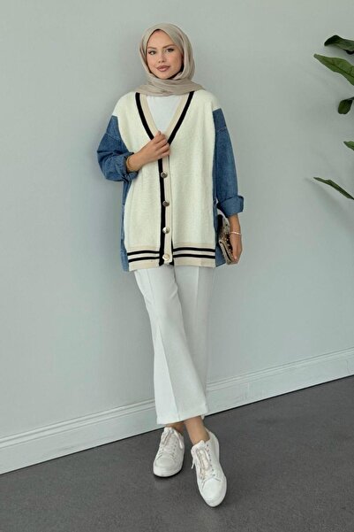 Şulemoda Giyim Kedi Sakal Kolej Kot Ceket Krem