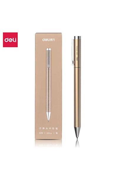 Deli قلم توقيع معدني أسود ذهبي، أقلام حبر جل، لون فضي ذهبي، قلم كتابة معدني، ...
