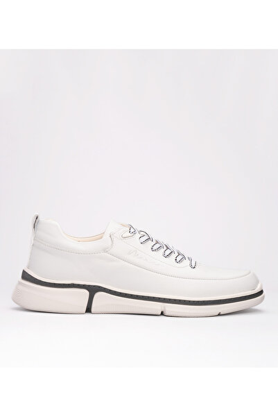 MARCOMEN Erkek Hafif Taban Deri Sneaker Beyaz