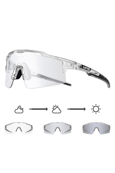 KAPVOE Photochromic 1lens Sliver (SI-1L-50 Kapvoe-RED Photochromic Gold Cycling Glasses Sport Men's Sunglas