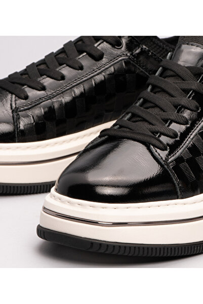 MARCOMEN Erkek Örgü Detaylı Rugan Sneaker Ayakkabı Siyah