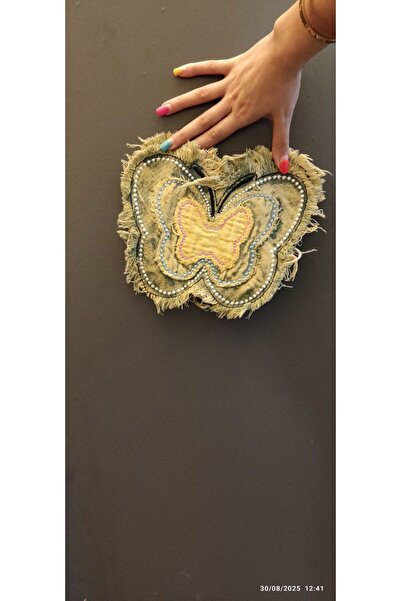 Gönülden Tasarım APLIQUĂ DE CROȘETAT CU BRODERIE DENIM PENTRU BLAZER, 24X20 CM