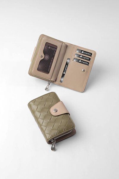 CENGİZ PAKEL Cengiz Pakel Small Size Patterned Women's Wallet/Portfolio - 65304 - Khaki/Mink
