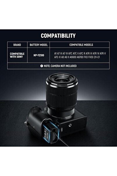 NEEWER D-Tap to NP-FZ100 Dummy Battery with Cable for Sony Cameras (VP-FZ100)