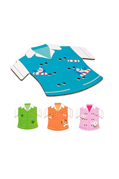 SDX Market Joc educativ Montessori din lemn pentru legarea nasturilor pe hain...