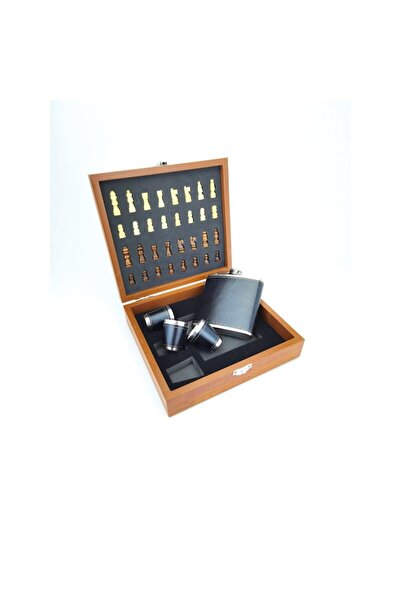 Doty Elegant Gift Box Set - Complete Chess Game with 200ml Flask, Glasses, Knife, Funnel -