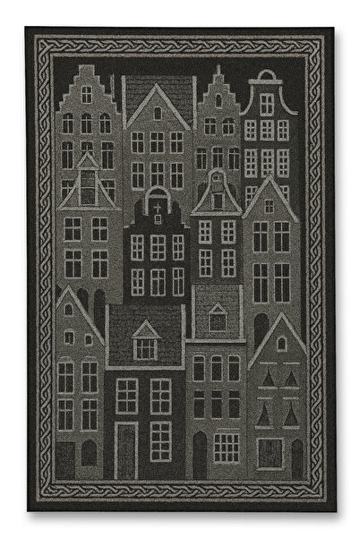 Rugs Modern Halı MOSSO Siyah Ev Temalı Desen Modern Dekoratif Halı mosso493