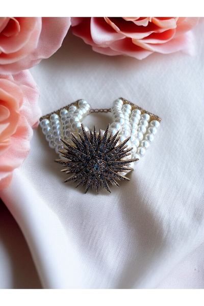 FAYRA ACCESSORIES Kristal Taşlı Kestane Figürlü İnci Bileklik