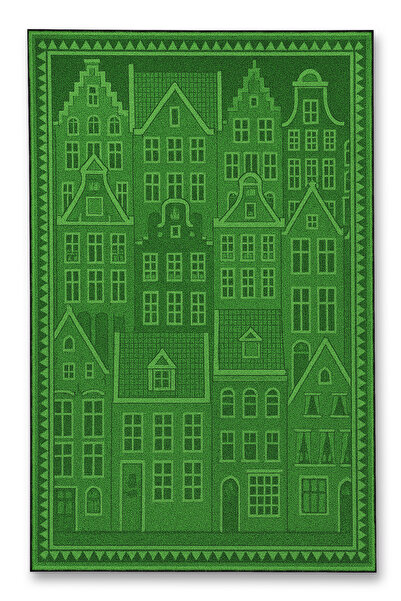 Rugs Modern Halı MOSSO Πράσινο Χαλί με Θέμα το Σπίτι, Μοντέρνο Διακοσμητικό Χ...