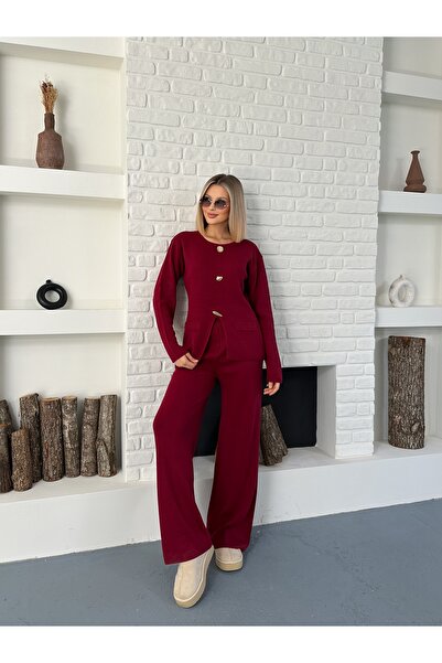 orjinal blue b Cotton Knitwear French Fashion Bottom-Top Set with Gold Accessories