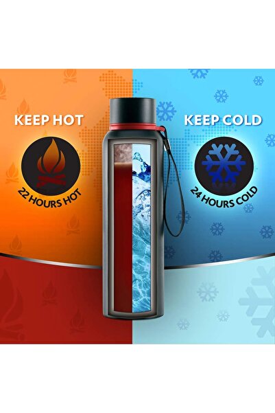 Borosil Stainless Steel Vacuum Insulated Water Bottle Black, 850ml