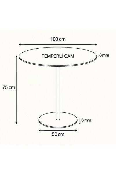 EFFE YAPI DEKOR Beyaz Mermer Desenli Modern 100 CM Yemek Masası 8 MM Temper Cam ( SADECE MASA )