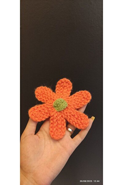 Gönülden Tasarım TRICOȚIȚI ȚESUȚI FLOREȚE APPLIQUE DE CUCIT 12X12 CM Portocaliu