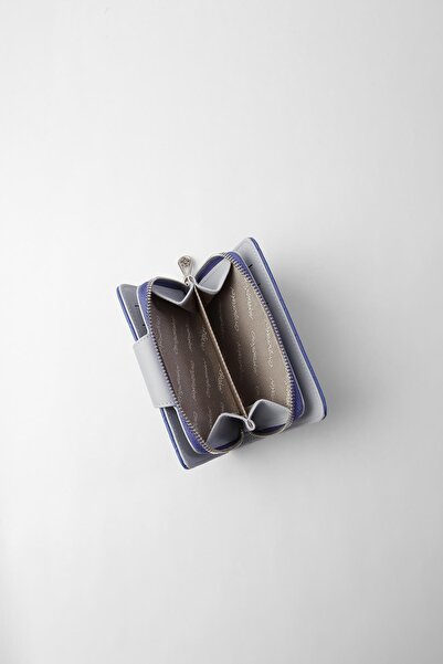 CENGİZ PAKEL Cengiz Pakel Small Size Patterned Women's Wallet/Portfolio - 65304 - Parlement/Ice Blue