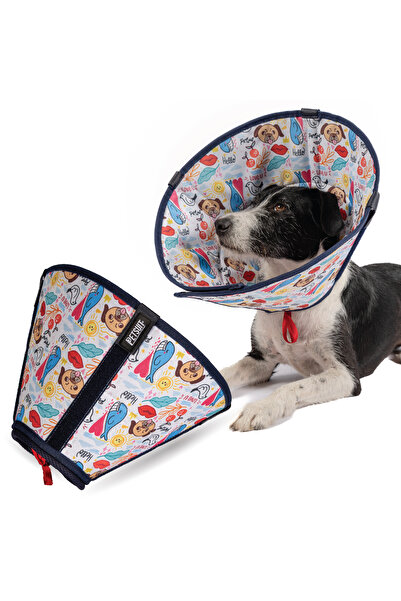 Petsuit Elizabeth Yakalık Köpek – Siyah ve Renkli, Rahat ve Ayarlanabilir Koruma Boyunluğu Köpek Yakalık