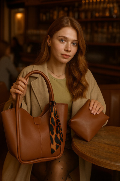 Handley Τσάντα ώμου με λεπτομέρεια από φουλάρι πολυτελείας με τσάντα μακιγιάζ...