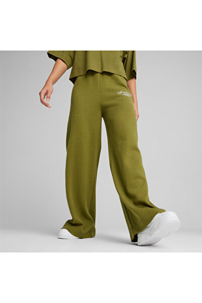 Puma Womens CLASSICS+ Relaxed Sweat Pants - Green