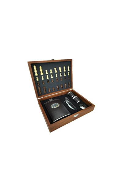 Doty Elegant Gift Box Set - Complete Chess Game with 200ml Flask, Glasses, Knife, Funnel -