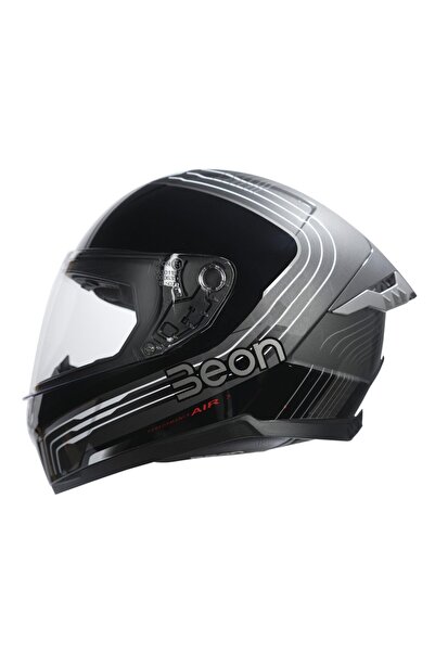 beon B-507 Full Face Motosiklet Kaskı FF01 Gri Siyah