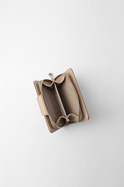 CENGİZ PAKEL Cengiz Pakel Small Size Patterned Women's Wallet/Portfolio - 65304 - Khaki/Mink