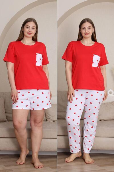 BEEMU 100% Cotton Plus Size 3 Piece Women's Pajamas Set