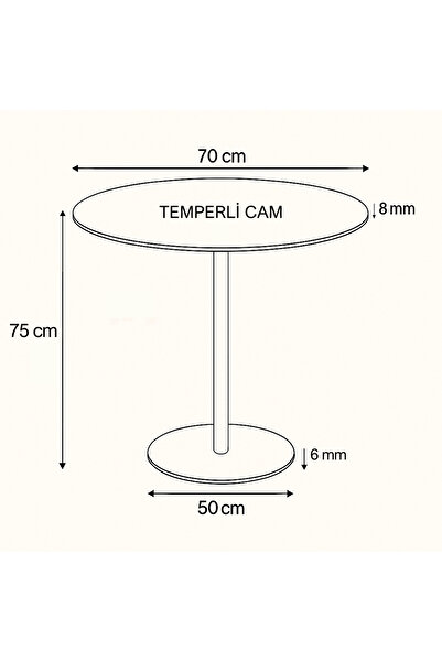 EFFE YAPI DEKOR Beyaz Mermer Desenli Modern 70 CM Yemek Masası 8 MM Temper Cam ( SADECE MASA )