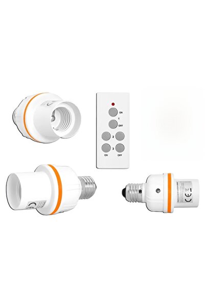 OEM Set 3 Smart E27 Sockets with Remote Control, 60W, 220-240V, Range 30m, 433.92 MHz, Included Battery,